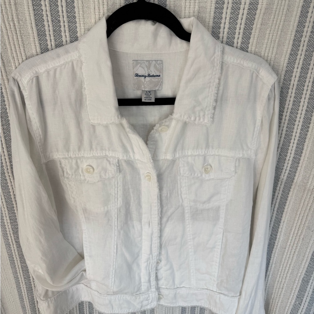 Tommy Bahama Women's Classic White linen Jacket. Size L